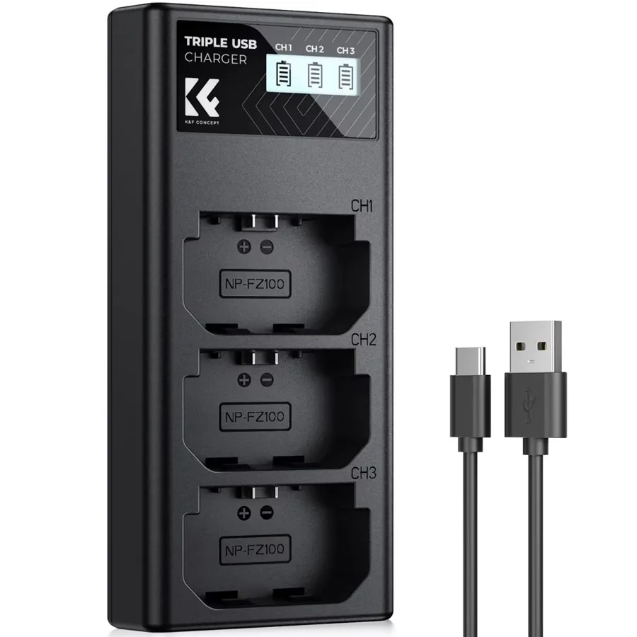 K&F Concept Chargeur NP-FZ100 chargeur de batterie 3 emplacements ezone maroc avito electroplanet