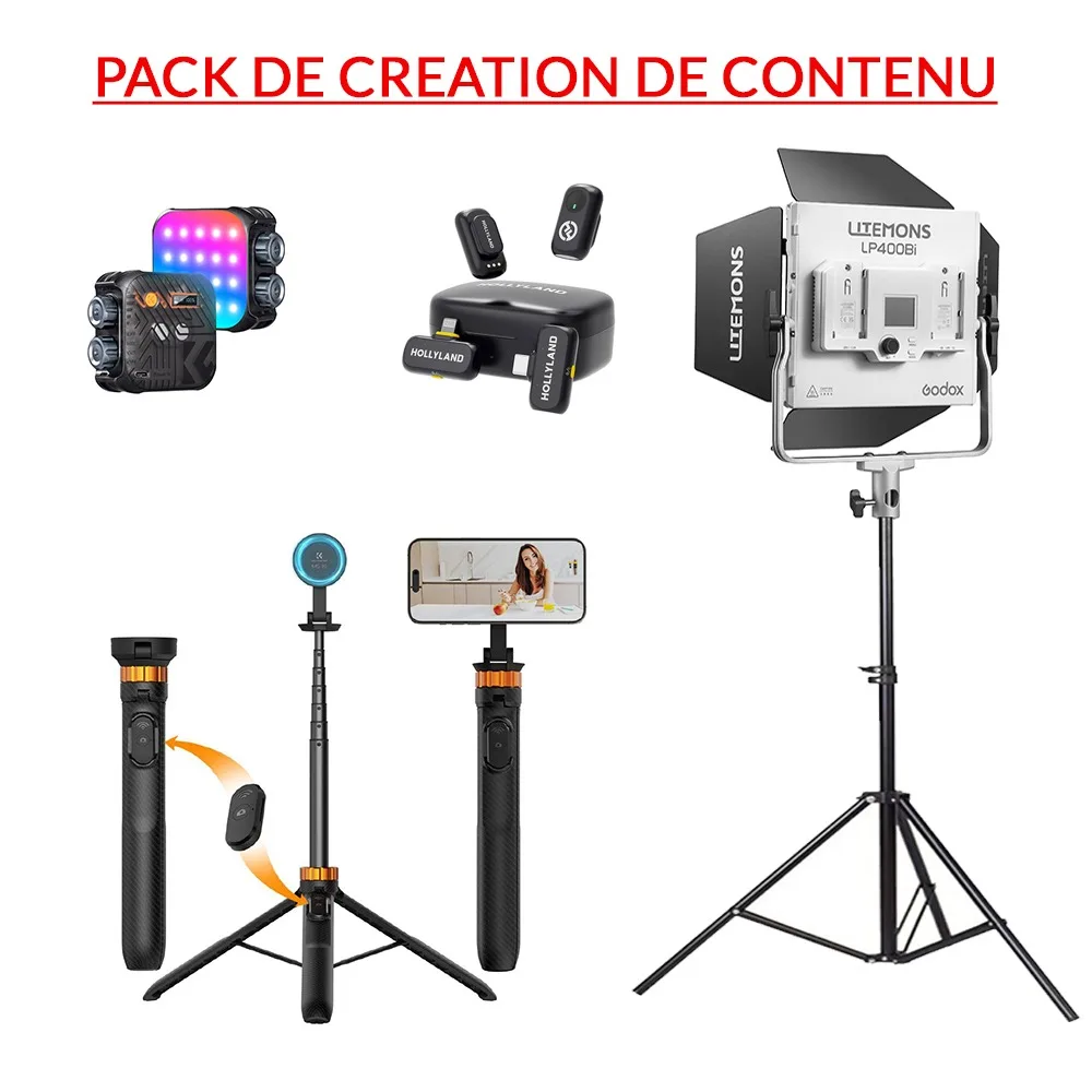 Pack de création de contenu (éclairage, son, trépied) ezone maroc avito electroplanet