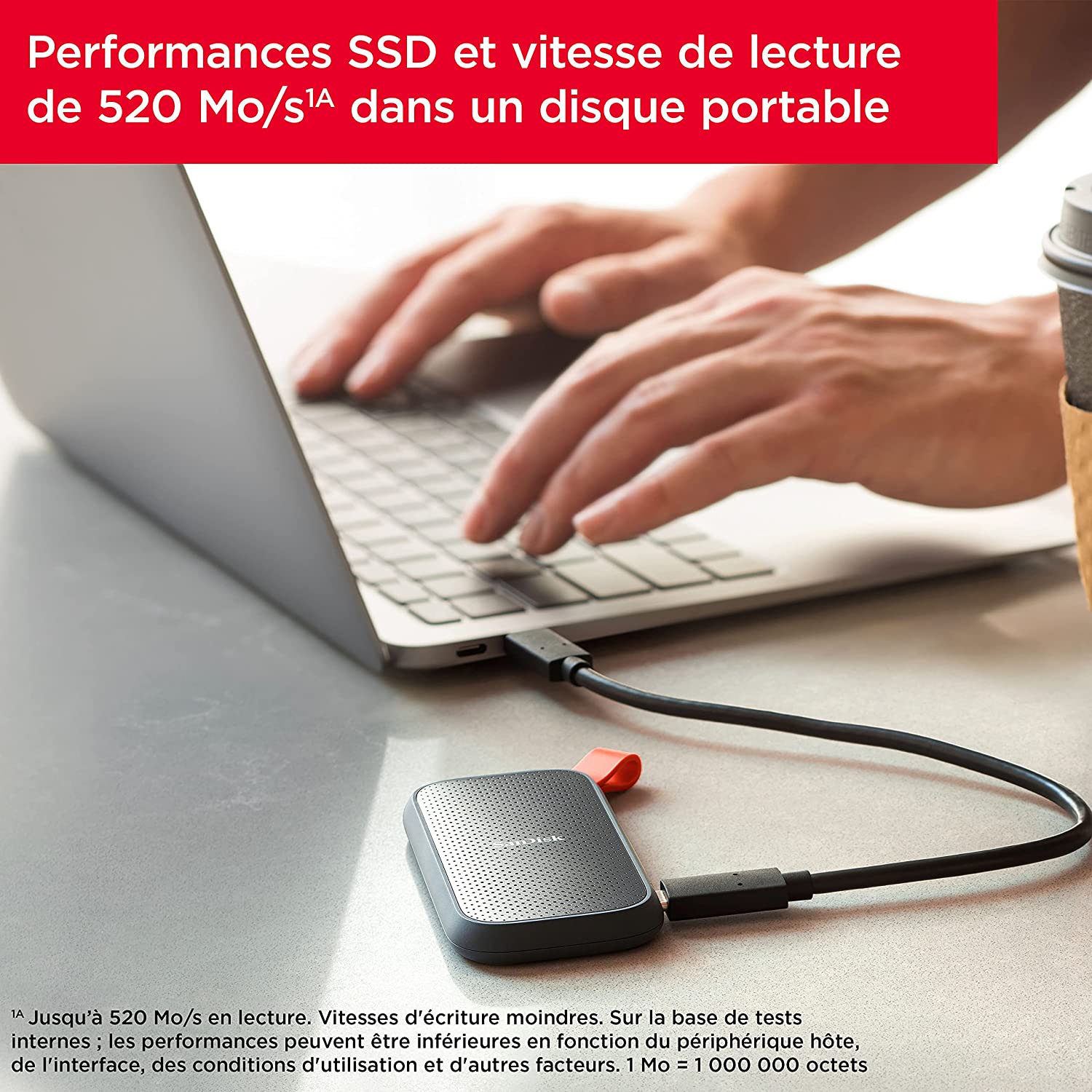 Disque dur portable SSD SanDisk® 1 To (SDSSDE30-1T00-G26) prix Maroc